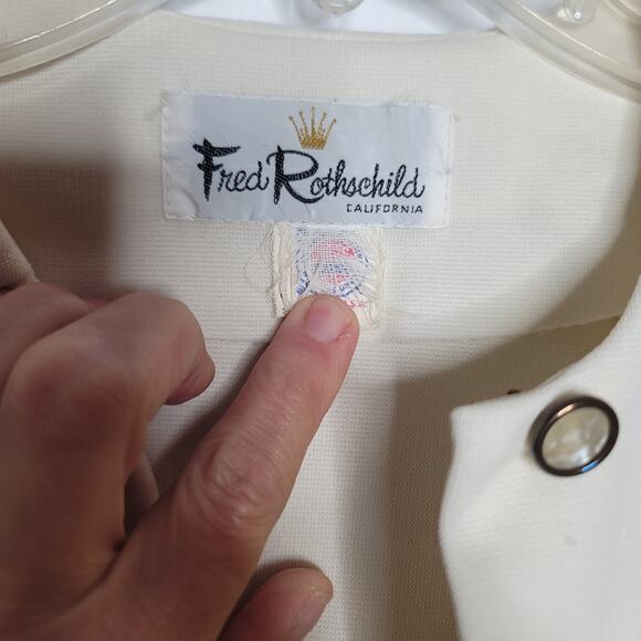 Vintage Fred Rothschild Poly 2pc Set Cape Pants Cream Small/Medium - Picture 9 of 10